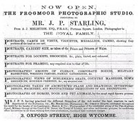 Extract from newspaper advert for Frogmoor Photographic Studio